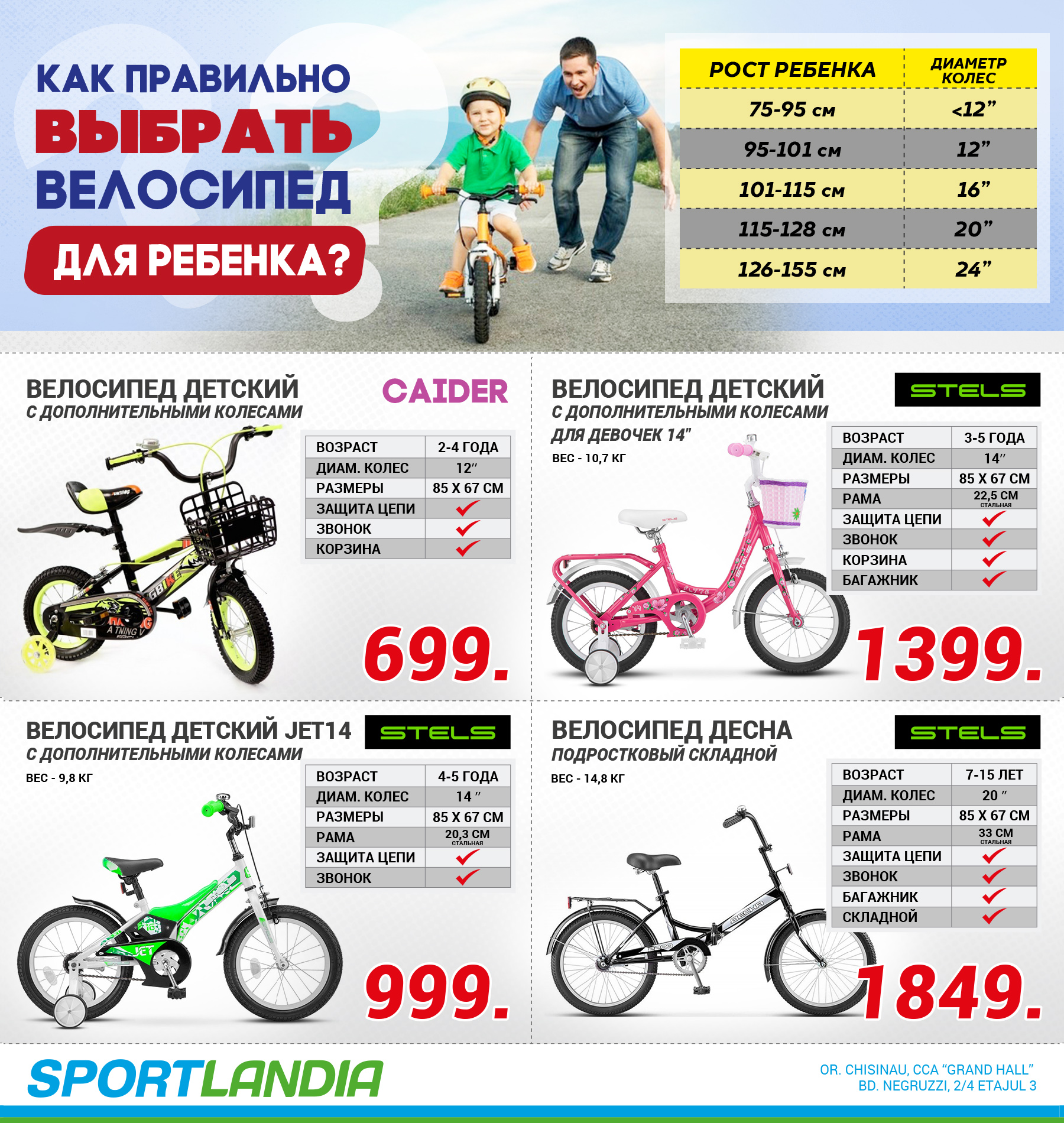 спорландия детский велосипед кишинев гранд холл