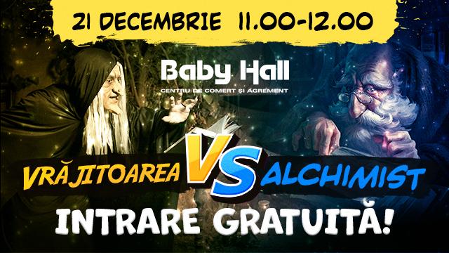Petrecere pentru copii la Baby Hall: În căutarea lui Moș Crăciun. Vrăjitoarea împotriva alchimistului!