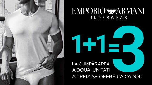 Emporio Armani: promoție exclusivă 1 + 1 = 3